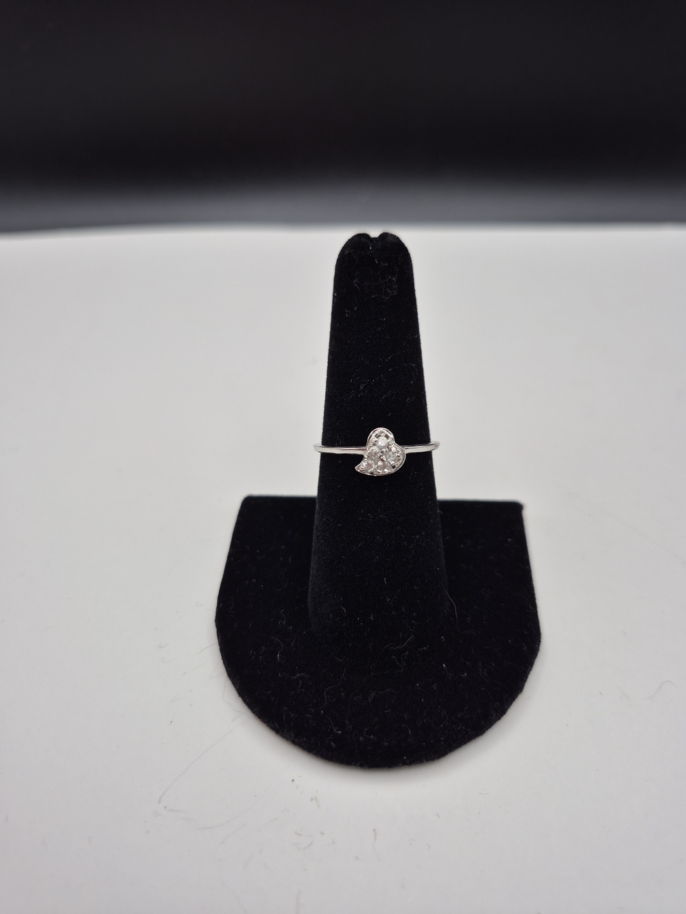 Silver Heart Pavé Ring - Sparkling Heart Accent (Silver)